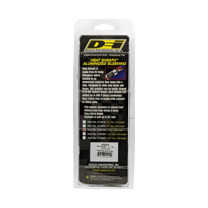 DEI Heat Sheath 1in x 3ft - Aluminized Sleeving - Sewn Edge DEI Thermal Sleeves AXOPROS