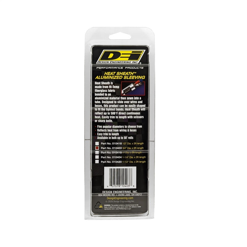 DEI Heat Sheath 3/4in x 3ft - Aluminized Sleeving - Sewn Edge DEI Thermal Sleeves AXOPROS