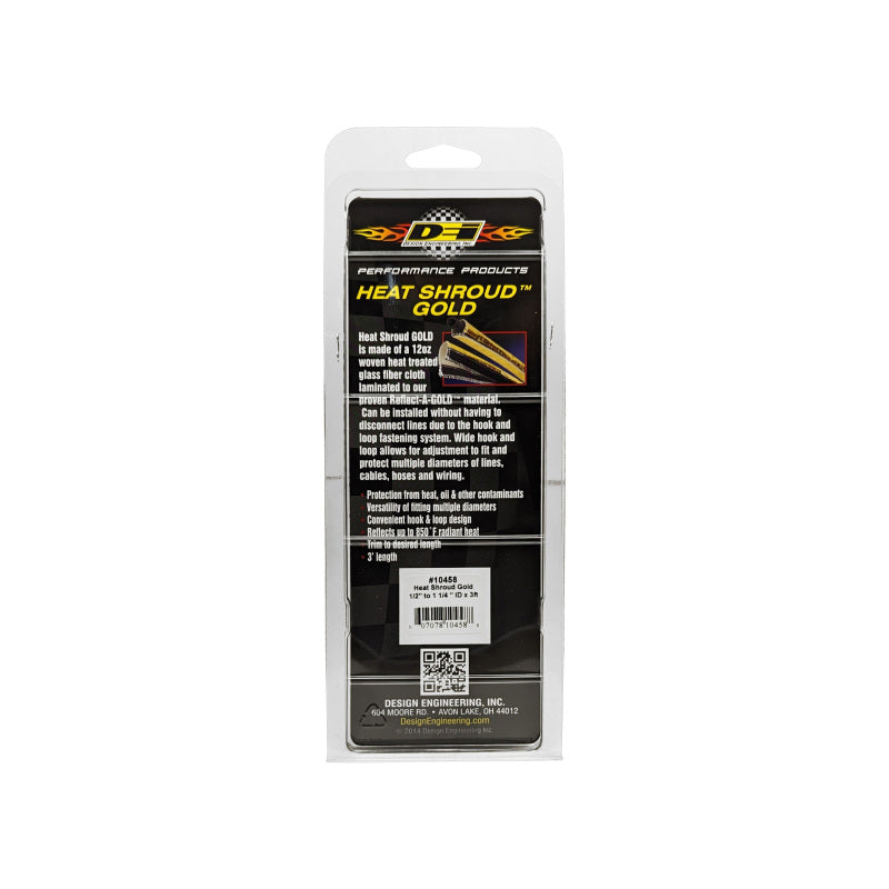DEI Heat Shroud 1/2in to 1-1/4in I.D. x 3ft - Gold DEI Thermal Wrap  AXOPROS