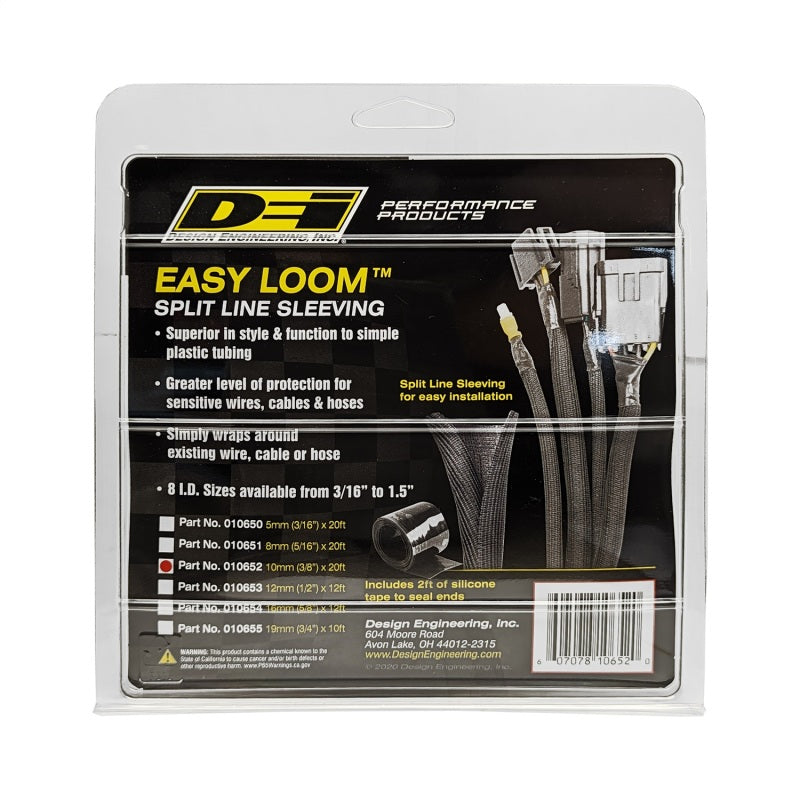 DEI Split Wire Sleeve Easy Loom 10mm-3/8in x 20 Black DEI Thermal Sleeves AXOPROS