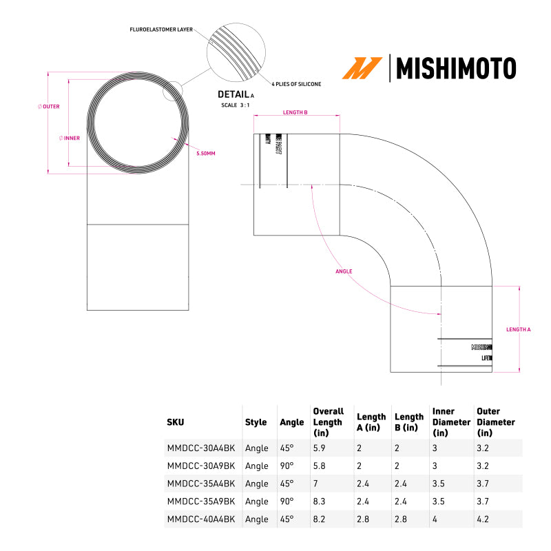 Mishimoto Mishimoto Duracore 3in 45 Degree Coupler Silicone Couplers & Hoses aftermarket performance part