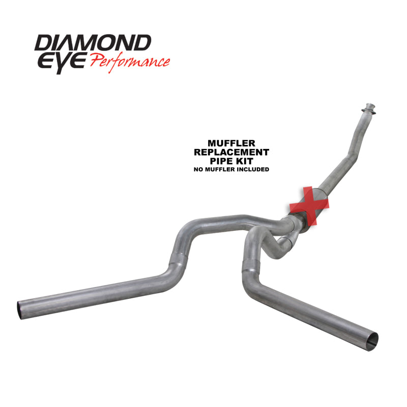 Diamond Eye KIT 4in TB MFLR RPLCMENT PIPE DUAL AL: 94-02 DODGE CUMMINS 5.9L Diamond Eye Performance Turbo Back AXOPROS