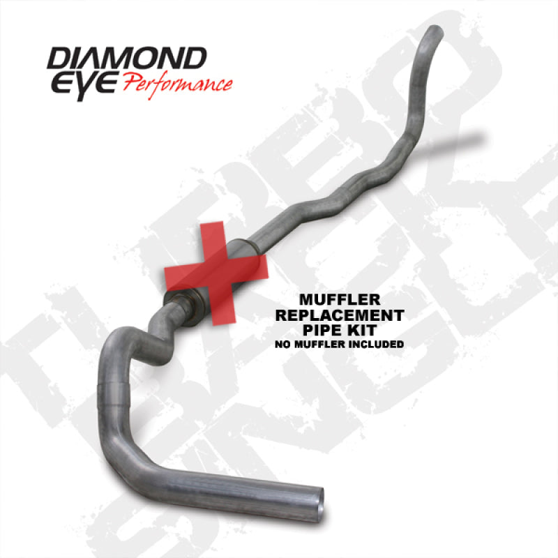 Diamond Eye KIT 4in TB MFLR RPLCMENT PIPE SGL AL: 89-93 DODGE CUMMINS 5.9L Diamond Eye Performance Turbo Back AXOPROS