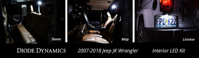 Diode Dynamics Wrangler JK 4dr Interior Kit Stage 2 - Cool - White Diode Dynamics Bulbs AXOPROS