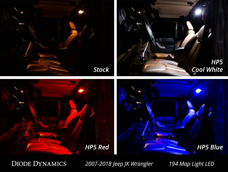 Diode Dynamics Wrangler JK 4dr Interior Kit Stage 2 - Cool - White Diode Dynamics Bulbs AXOPROS
