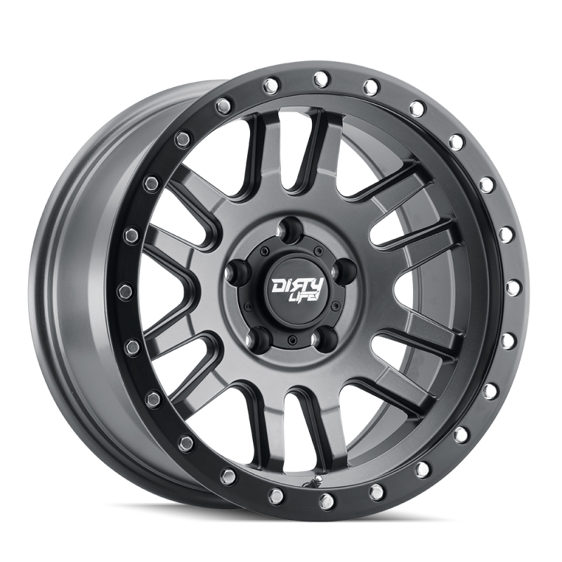 Dirty Life 9309 Canyon Pro 17x9/5x127 BP/-12mm Offset/71.5mm Hub Satin Graphite Wheel - Beadlock Dirty Life Wheels - Cast AXOPROS