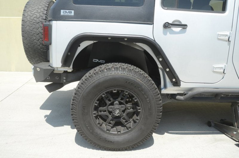 DV8 Offroad 07-18 Jeep Wrangler JK Rear Aluminum Inner Fender - Black DV8 Offroad Wheel Well Liners  AXOPROS