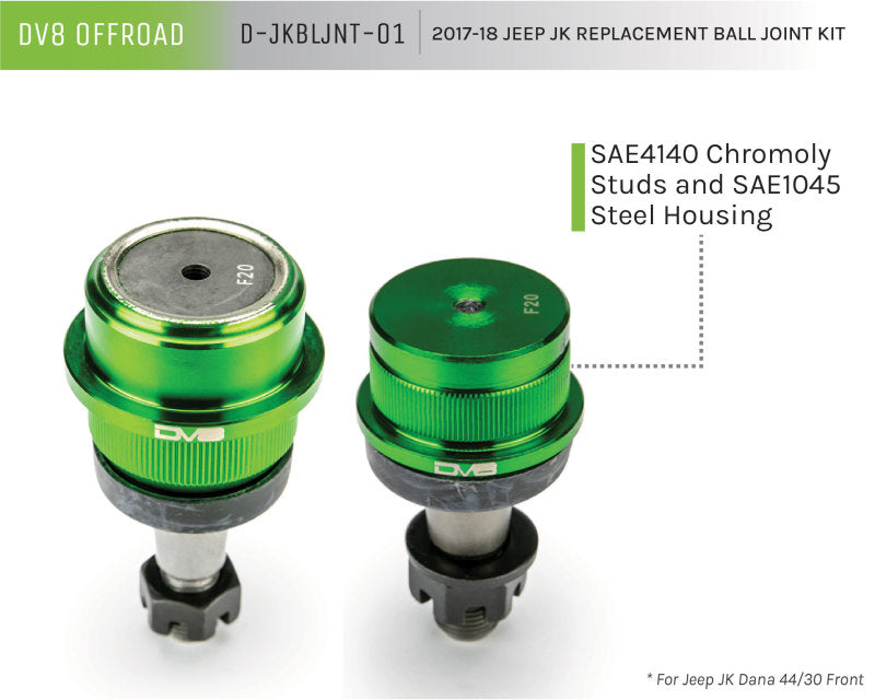 DV8 Offroad 07-18 Jeep Wrangler JK Replacement Ball Joint Kit - Dana 30/44 DV8 Offroad Ball Joints  AXOPROS