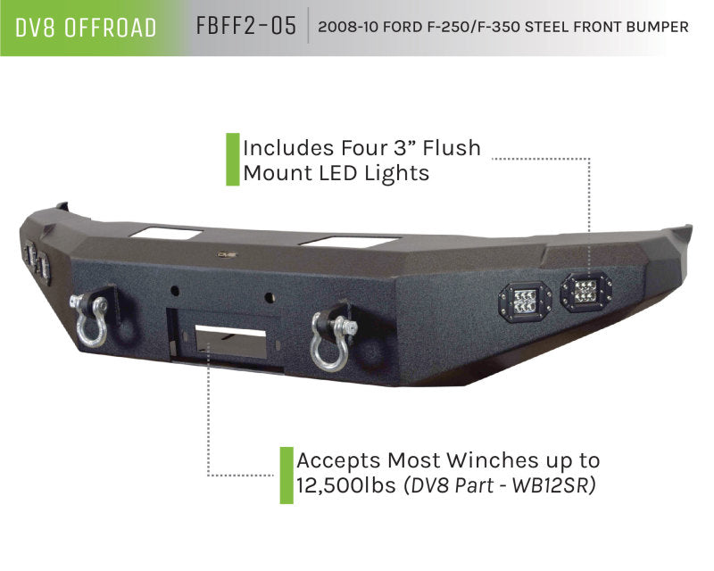 DV8 Offroad 08-10 Ford F-250/F-350 Front Bumper DV8 Offroad Bumpers - Steel AXOPROS