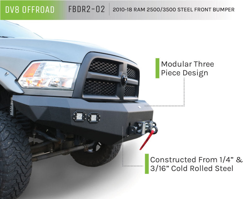 DV8 Offroad 10-14 Dodge Ram 2500/3500 Front Bumper DV8 Offroad Bumpers - Steel AXOPROS