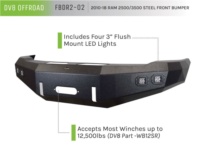 DV8 Offroad 10-14 Dodge Ram 2500/3500 Front Bumper DV8 Offroad Bumpers - Steel AXOPROS