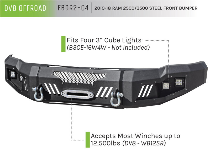 DV8 Offroad 10-18 RAM 2500 Front Bumper DV8 Offroad Bumpers - Steel AXOPROS