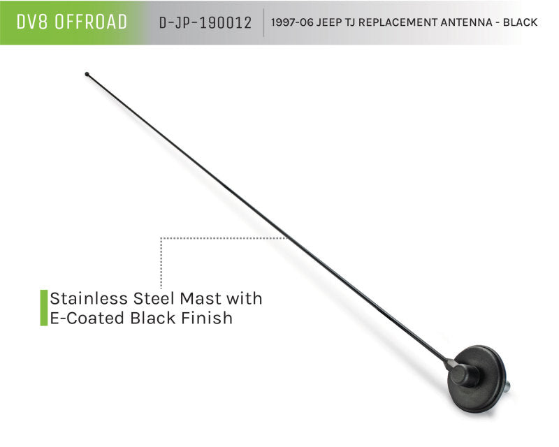 DV8 Offroad 1997-06 Jeep TJ Replacement Antenna Black DV8 Offroad Antennas  AXOPROS
