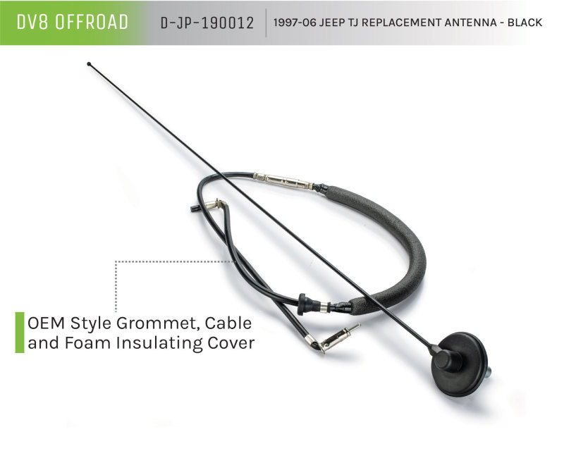 DV8 Offroad 1997-06 Jeep TJ Replacement Antenna Black DV8 Offroad Antennas  AXOPROS
