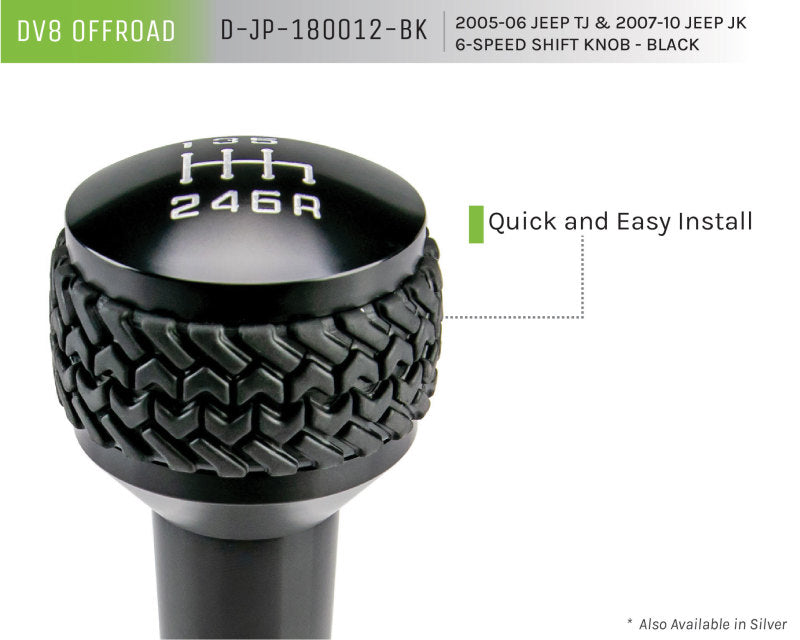 DV8 Offroad 2005-2010 Jeep TJ/JK 6-Speed Shift Knob Black Finish DV8 Offroad Shift Knobs  AXOPROS