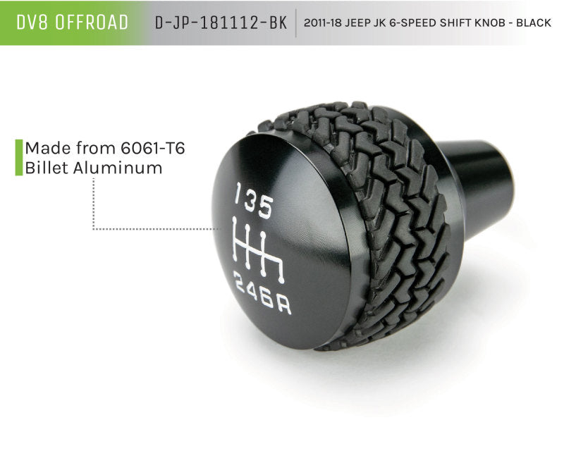DV8 Offroad 2011-2018 Jeep JK 6-Speed Shift Knob Black DV8 Offroad Shift Knobs  AXOPROS