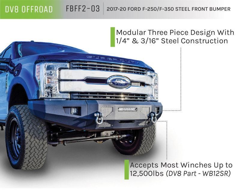 DV8 Offroad 2017+ Ford F-250/F-350/F-450 Front Bumper DV8 Offroad Bumpers - Steel AXOPROS