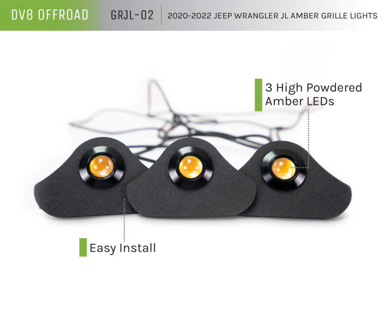 DV8 Offroad 2018+ Jeep JL Grill Amber Marker Lights DV8 Offroad Grilles  AXOPROS
