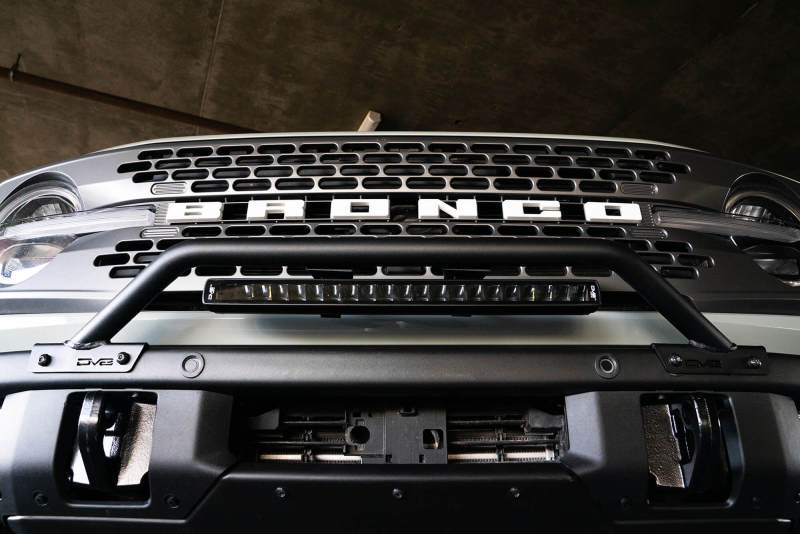DV8 Offroad 2021-2022 Ford Bronco (Not For Factory Plastic Bumper) Factory Bumper Bull Bar - Black DV8 Offroad Light Mounts AXOPROS