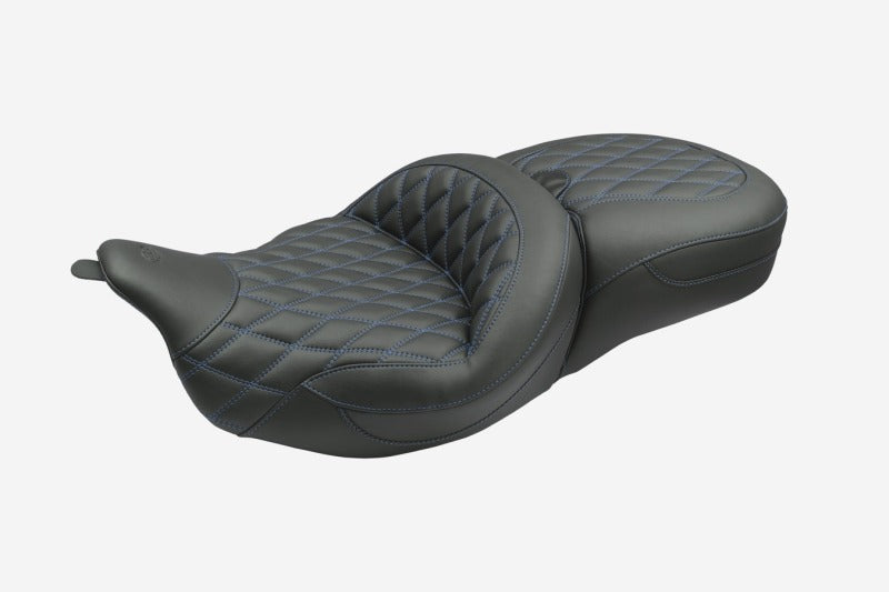 Mustang 08-25 Harley FL Touring Rd King Sp, Rd Glide Ltd, Dble Diamond Super Touring - Black/SB Mustang Motorcycle One-Piece Motorcycle Seats AXOPROS