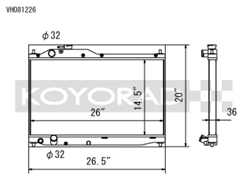 Koyo 00-09 Honda S2000 2.0/2.2L (MT) Radiator Koyo Radiators  AXOPROS