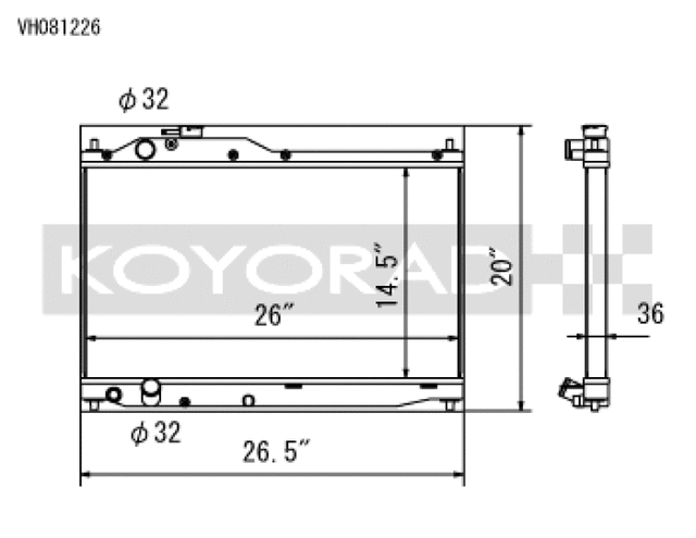 Koyo 00-09 Honda S2000 2.0/2.2L (MT) Radiator Koyo Radiators  AXOPROS