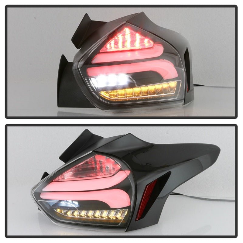Spyder 15-17 Ford Focus Hatchback LED Tail Lights w/Indicator/Reverse - Black (ALT-YD-FF155D-LED-BK) SPYDER Tail Lights  AXOPROS