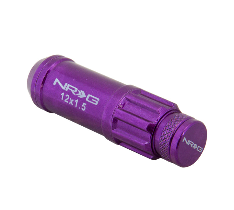NRG 700 Series M12 X 1.5 Steel Lug Nut w/Dust Cap Cover Set 21 Pc w/Locks & Lock Socket - Purple NRG Lug Nuts AXOPROS