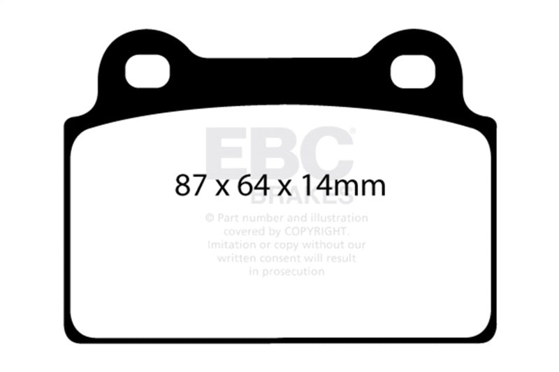 EBC 08-16 Mitsubishi Lancer Evo 10 2.0 Turbo (1 piece rotor) Yellowstuff Rear Brake Pads EBC Brake Pads - Performance AXOPROS