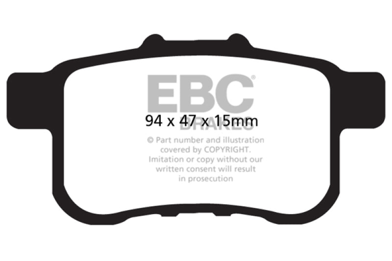 EBC 09-14 Acura TSX 2.4 Yellowstuff Rear Brake Pads EBC Brake Pads - Performance AXOPROS