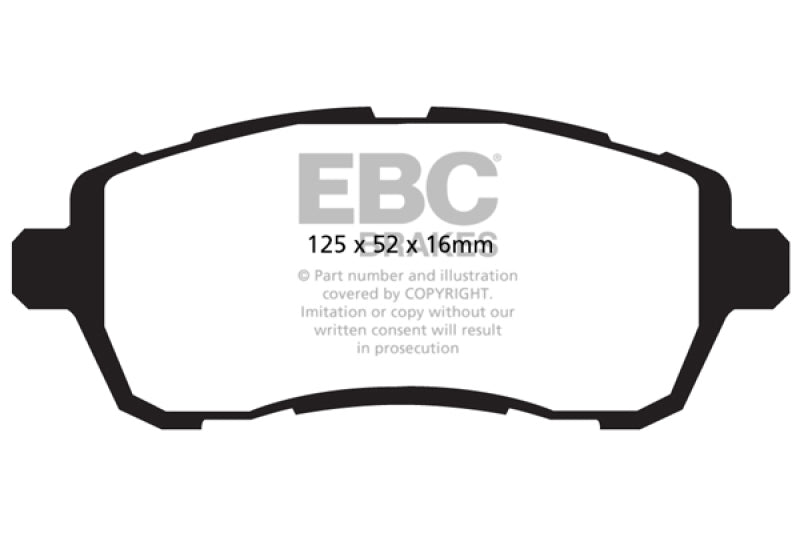EBC 10+ Ford Fiesta 1.6L (Excl ST) Yellowstuff Front Brake Pads EBC Brake Pads - Performance AXOPROS