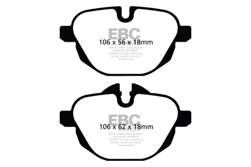 EBC 11+ BMW X3 2.0 Turbo (F25) Redstuff Rear Brake Pads EBC Brake Pads - Performance AXOPROS