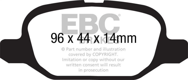 EBC 11+ Fiat 500 1.4 (ATE Calipers) Redstuff Rear Brake Pads EBC Brake Pads - Performance AXOPROS