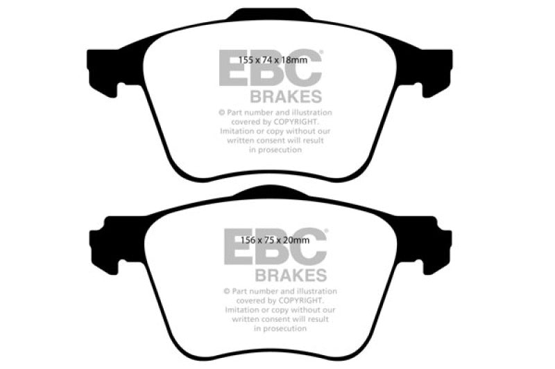 EBC 11+ Volvo S60 2.5 Turbo T5 (315mm Front Rotors) Redstuff Front Brake Pads EBC Brake Pads - Performance AXOPROS