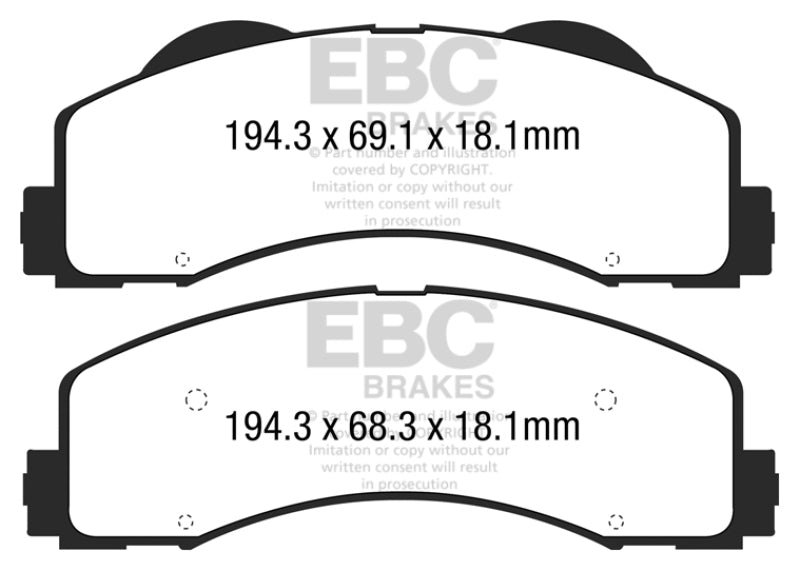 EBC 15+ Ford F150 2.7 Twin Turbo (2WD) Yellowstuff Front Brake Pads EBC Brake Pads - Performance AXOPROS