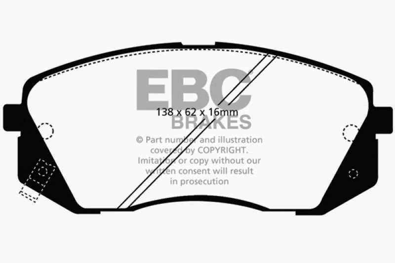 EBC 15+ Hyundai Sonata 1.6 Turbo (Elec Park Brake) Redstuff Front Brake Pads EBC Brake Pads - Performance AXOPROS