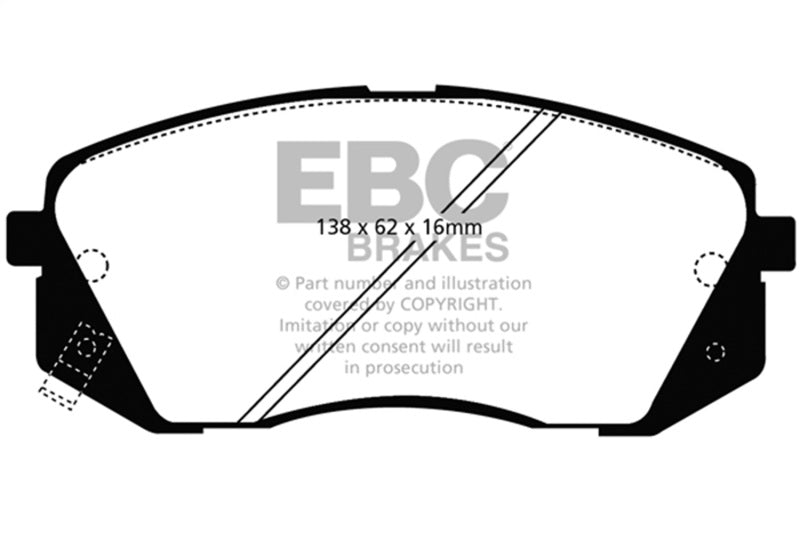 EBC 15+ Hyundai Sonata 1.6 Turbo (Elec Park Brake) Yellowstuff Front Brake Pads EBC Brake Pads - Performance AXOPROS