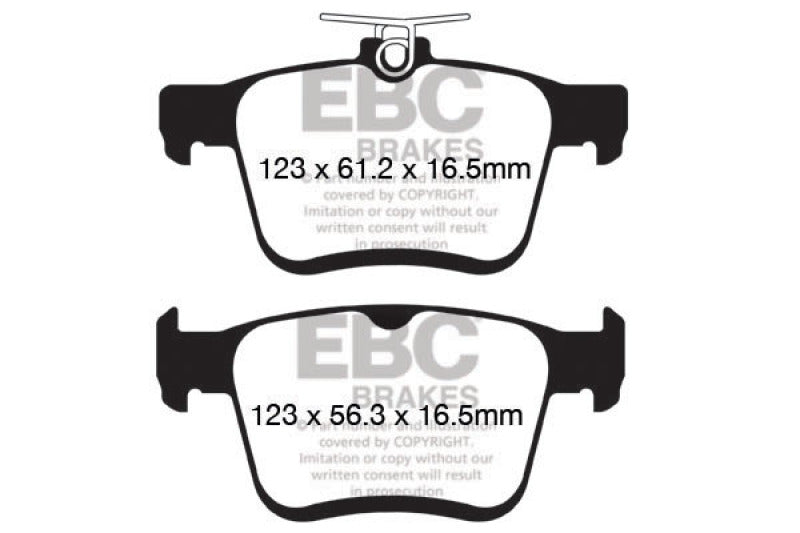 EBC 2014+ Audi A3 1.8 Turbo (w/Electronic Parking Brake) Redstuff Rear Brake Pads EBC Brake Pads - Performance AXOPROS