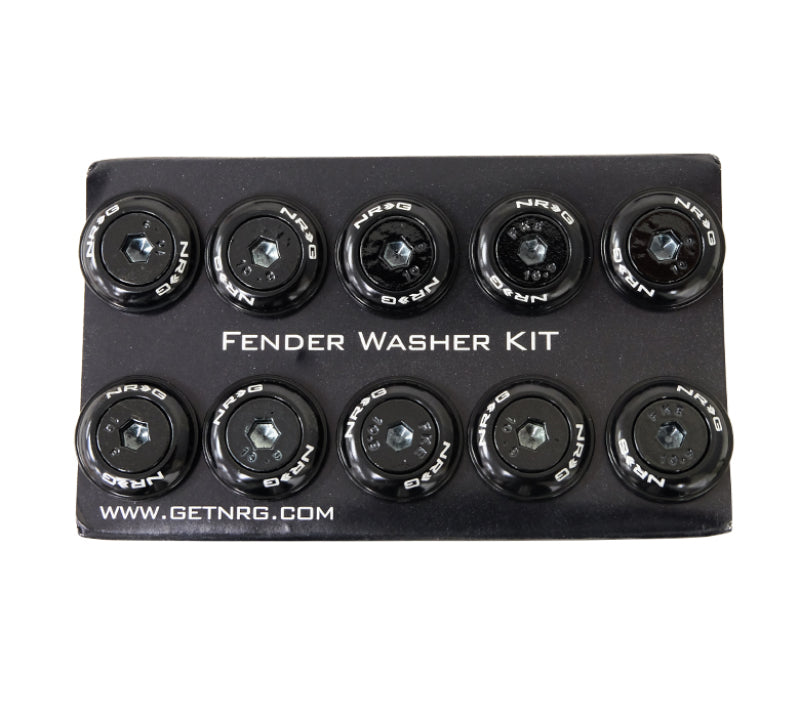 NRG NRG Fender Washer Kit w/Color Matched M6 Bolt Rivets For Plastic (Black) - Set of 10 Hardware Kits - Other aftermarket performance part