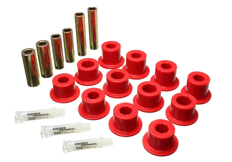 Energy Suspension 07-21 Toyota Tundra Red Rear Leaf Spring Shackle Bushing Set Energy Suspension Bushing Kits AXOPROS