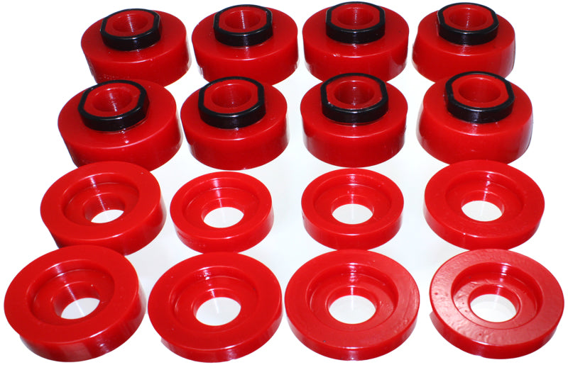 Energy Suspension 08-16 Ford F-250/F-350/F-450/F-550 Super Duty Crew Cab Red Body Mount Set Energy Suspension Bushing Kits AXOPROS
