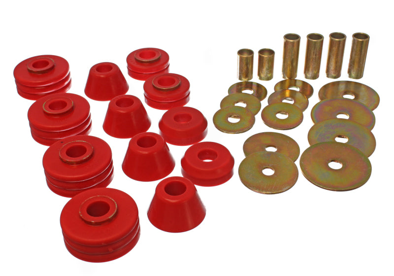 Energy Suspension 73-80 GM 1/2 Ton C-10/C1500 Pick Up 2WD Red Body (Cab) Mount Set Energy Suspension Bushing Kits AXOPROS
