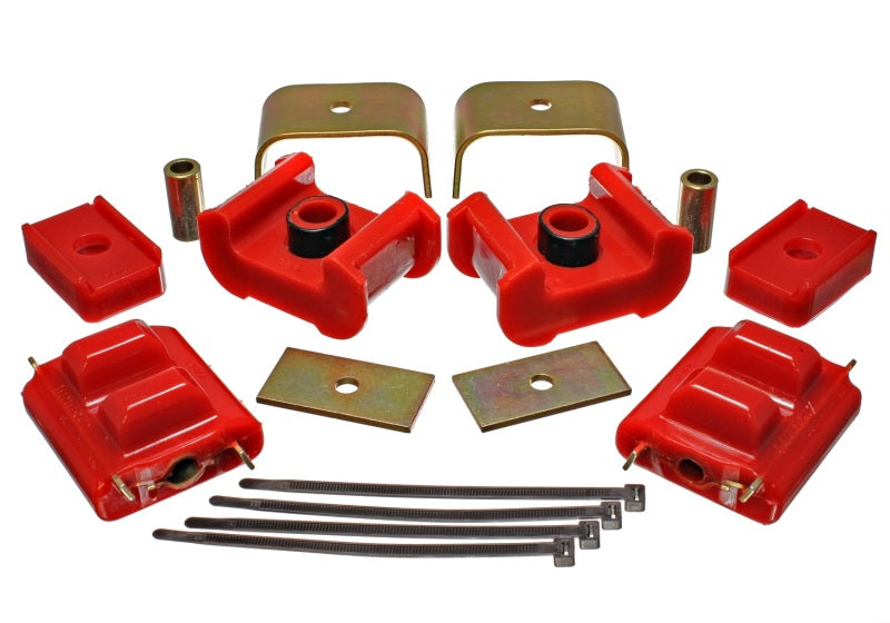 Energy Suspension 73-84 K5 Blazer 4WD Fullsize Red Complete Motor&Trans Mount Set Zinc Finish Energy Suspension Bushing Kits AXOPROS