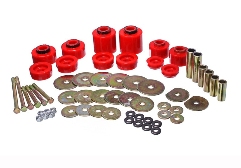 Energy Suspension 80-96 Ford F-150/250/350 Red Body Mount Set Includes Hardware Energy Suspension Bushing Kits AXOPROS
