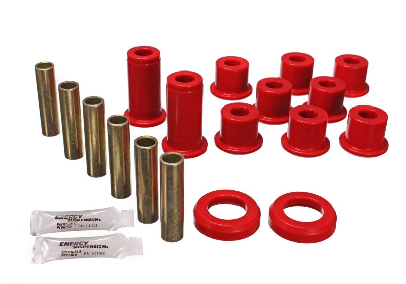 Energy Suspension 82-04 GM S-10/S-15 Pickup 2WD / 82-04 S-10 Blazer Red Rear Leaf Spring Bushing Set Energy Suspension Bushing Kits AXOPROS