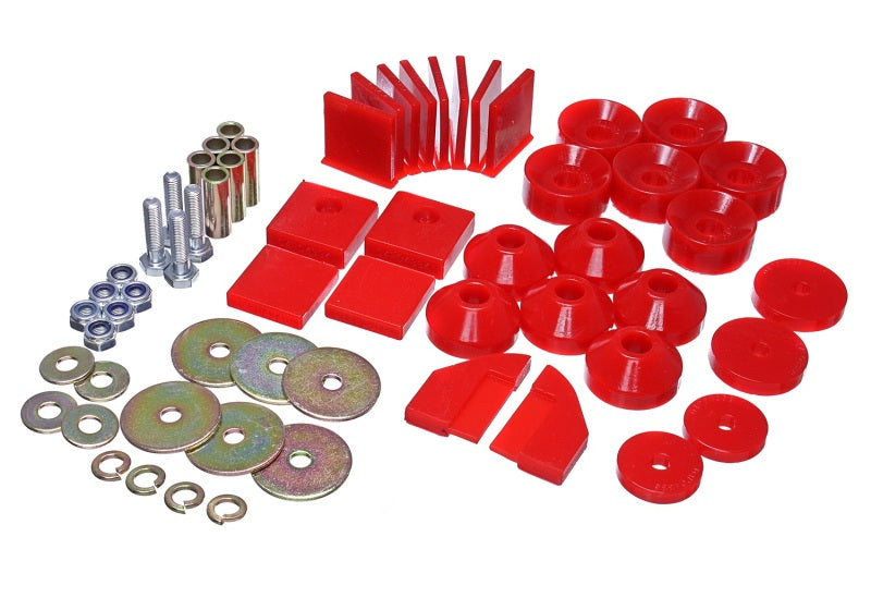 Energy Suspension 86-95 Suzuki Samurai Red Body Mount Set Energy Suspension Bushing Kits AXOPROS