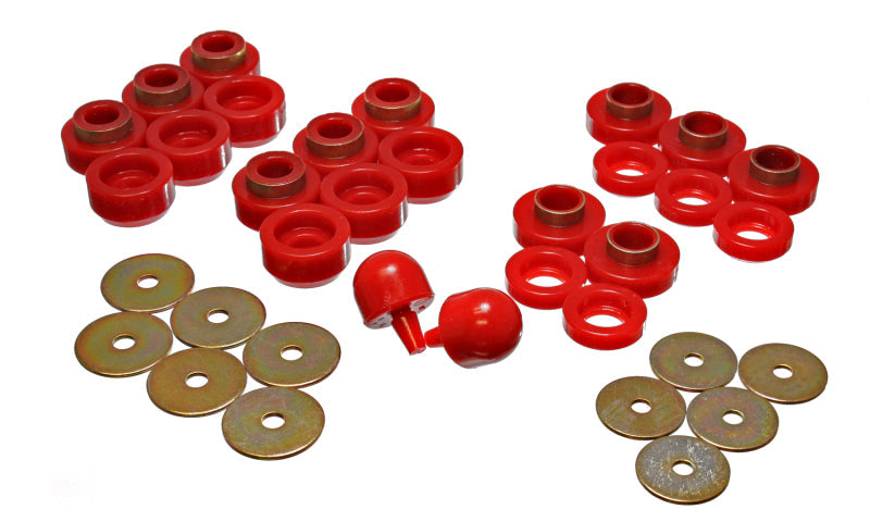 Energy Suspension 97-06 Jeep Wrangler YJ & TJ Red Body(cab) Mount Set Energy Suspension Bushing Kits AXOPROS