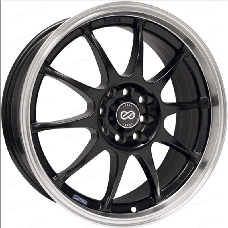 Enkei J10 17x7 4x100/108 42mm Offset 72.62mm Bore Dia Matte Black w/ Machined Lip Wheel Enkei Wheels - Cast AXOPROS