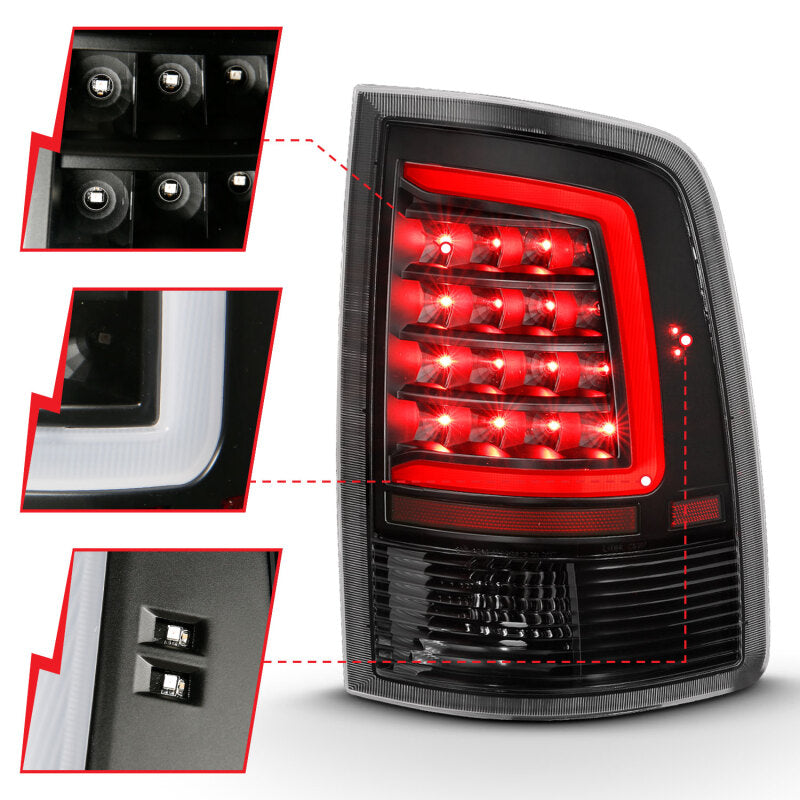 ANZO 2009-2018 Dodge Ram 1500 LED Taillight Plank Style Black w/Clear Lens ANZO Tail Lights AXOPROS