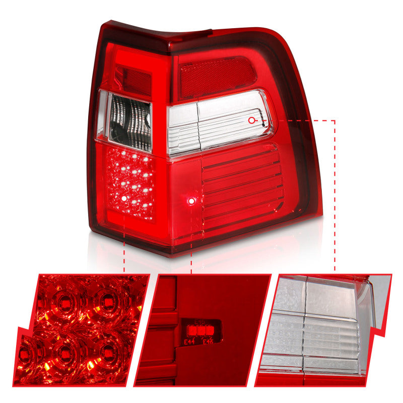 ANZO 07-17 For Expedition LED Taillights w/ Light Bar Chrome Housing Red/Clear Lens ANZO Tail Lights  AXOPROS